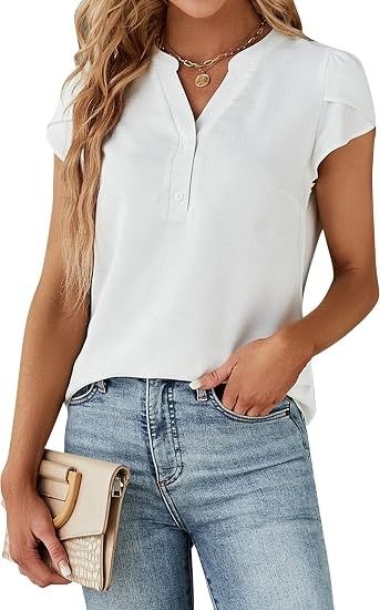 White Short Sleeve Blouse image 1